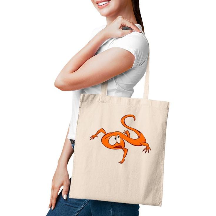 Cool Cartoon Orange Baby Lizard Design Tote Bag