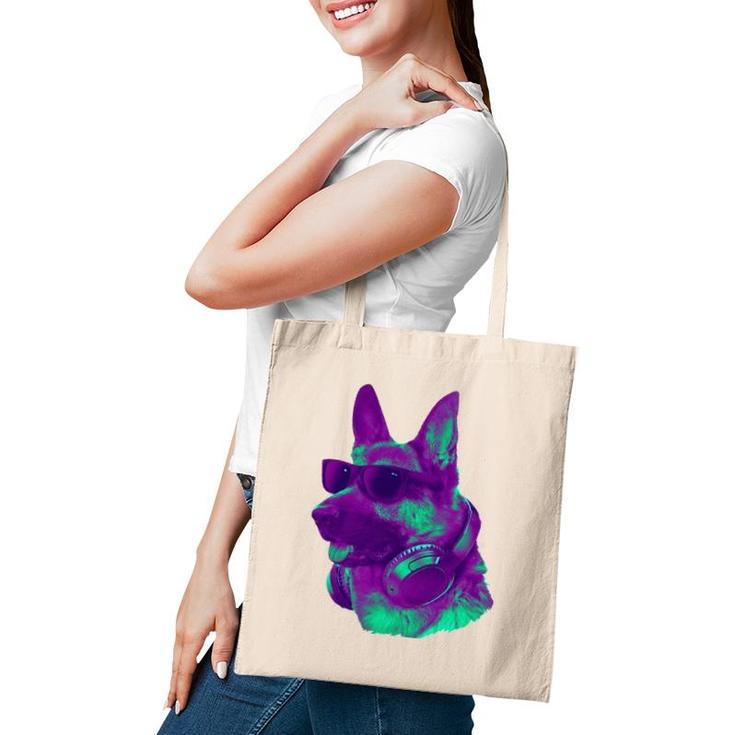 Cool German Shepherd Dj With Headphones & Sunglasses Art Tote Bag Cool German Shepherd Dj With Headphones & Sunglasses Art Tote Bag