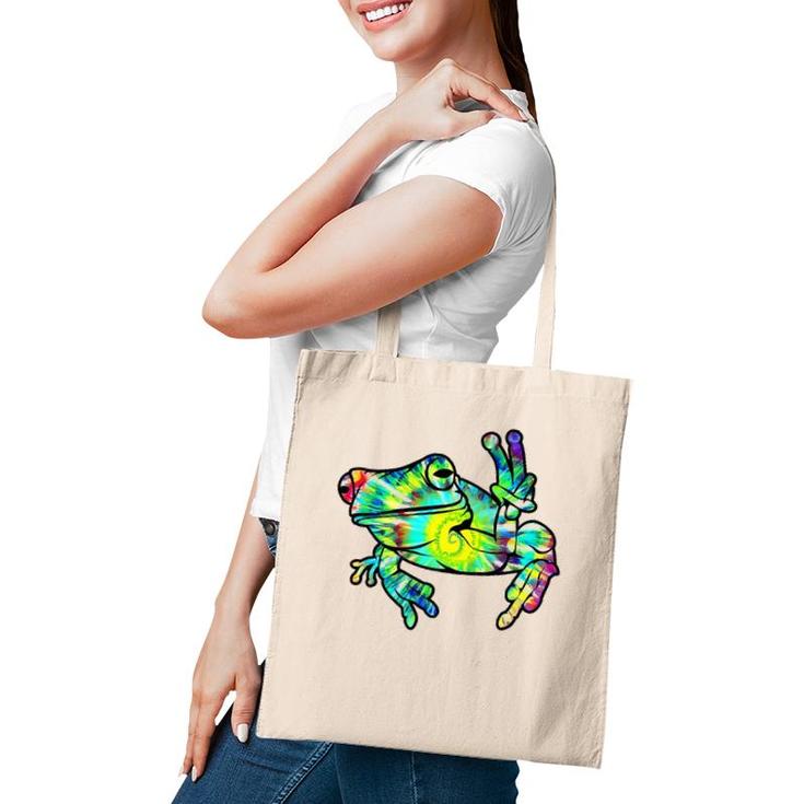 Cool Peace Frog Tie Dye For Boys And Girls Premium Tote Bag