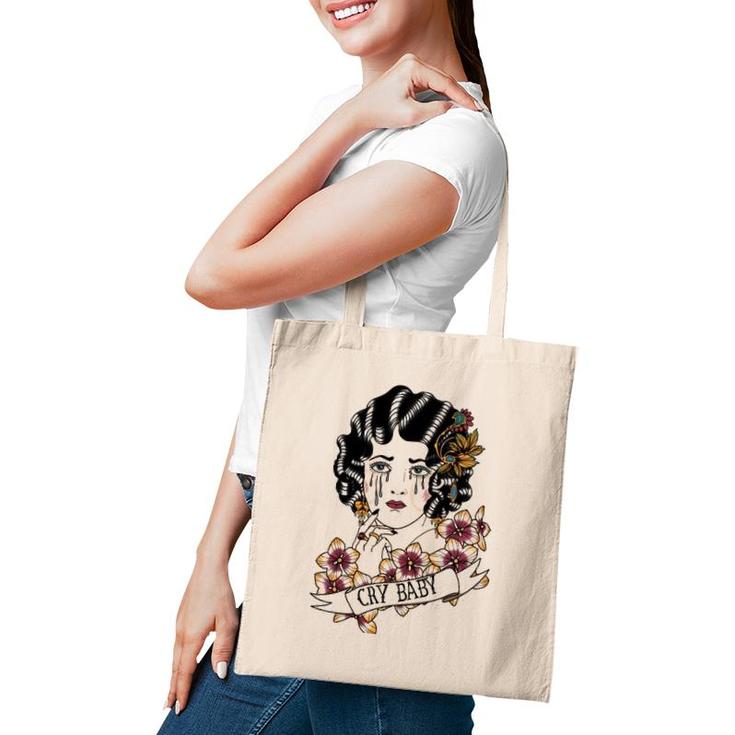 Cry Baby American Traditional Old School Lady Tattoo Tote Bag