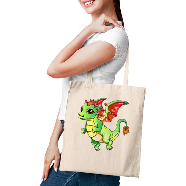 Cute Green Dragon For Girls Boys Kids Tote Bag