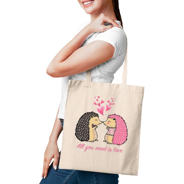 Cute Hedgehogs Kissing Valentine's Day Gift For Her Tote Bag