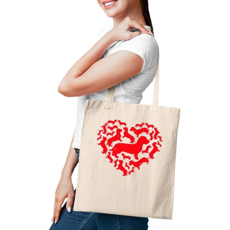 Cute Valentine's Day Dachshund Dog Hearts Puppy Lover Tote Bag