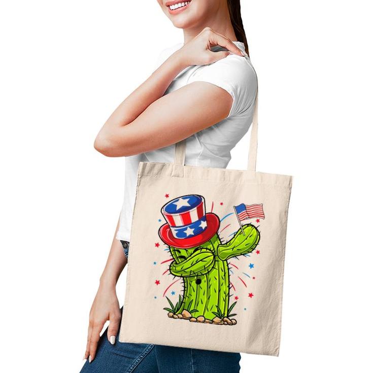 Dabbing Cactus 4Th Of July Women Usa Flag Succulent Tote Bag