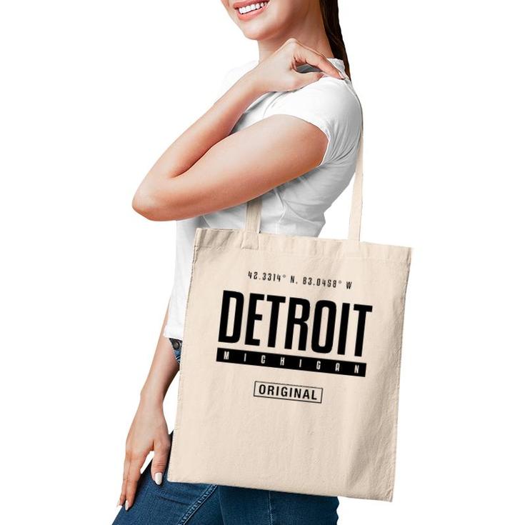 Detroit Coordinates Novelty Graphic Gift For Men Women Tote Bag