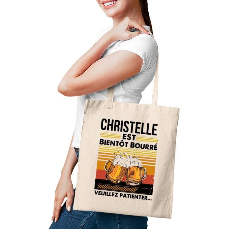 Drinker Christelle Est Bientôt Bourré Veuillez Patienter Retro Vintage Beer Glasses Tote Bag