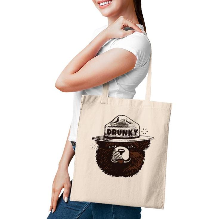 Drunky The Bear Drunking Gift Tote Bag