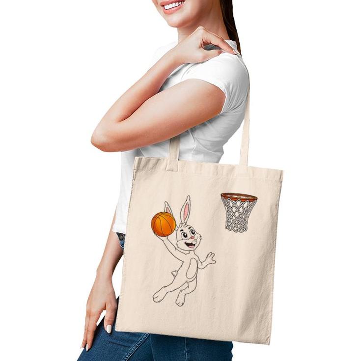 Easter Day Rabbit Dunking A Basketball Funny Boys Girls Kids Tote Bag