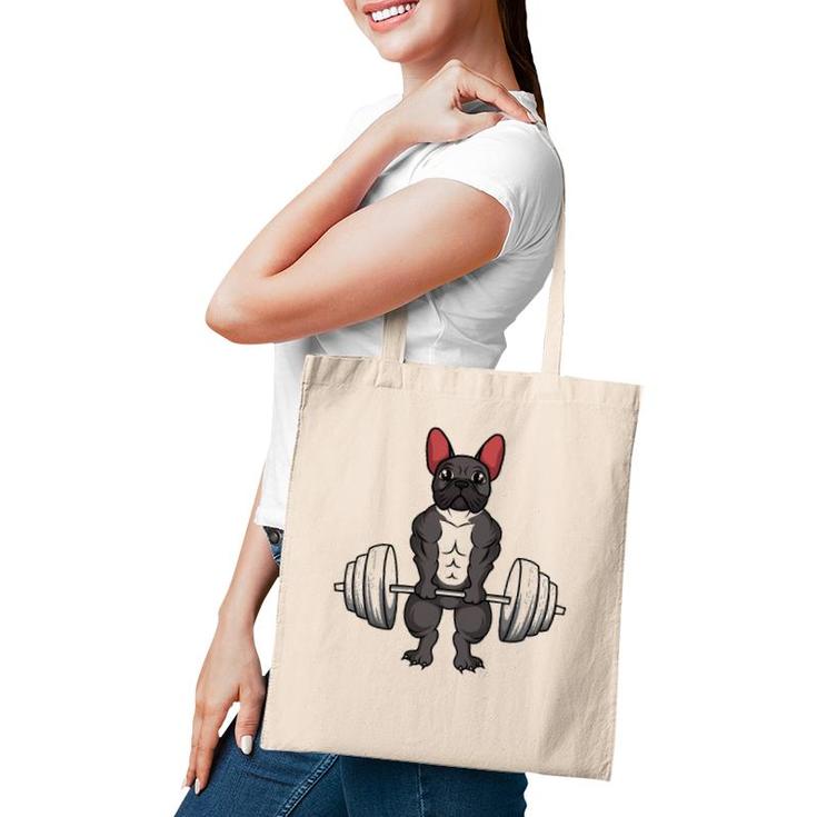 French Bulldog Deadlifts Dog Fitness Weightlifting Tote Bag