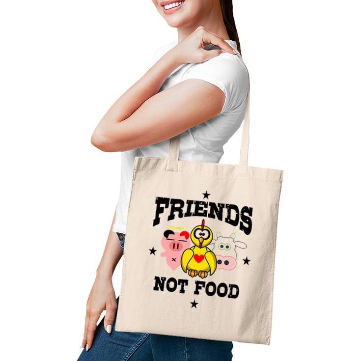 Friends Not Food Animal Lover Vegan Vegetarian Tee Tote Bag