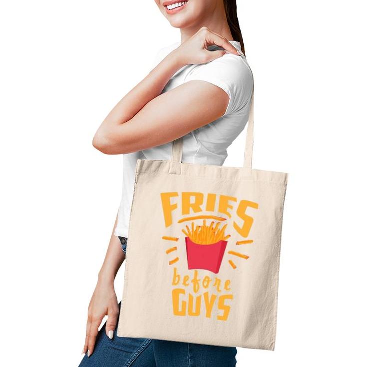 Fries Before Guys  Funny Sassy I Heart Fries Gift Tote Bag