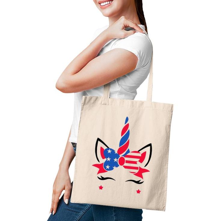 Funny American Unicorn Usa Flag 4Th Of July Gift Women Girls Tote Bag