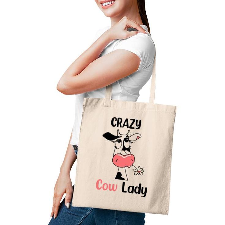 Funny Crazy Cow Lady Gift For Cow Lovers And Farm Lovers Tote Bag