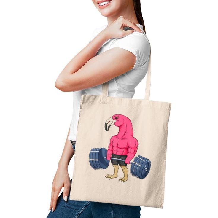 Funny Flamingo Weightlifting Bodybuilder Muscle Fitness  Tote Bag