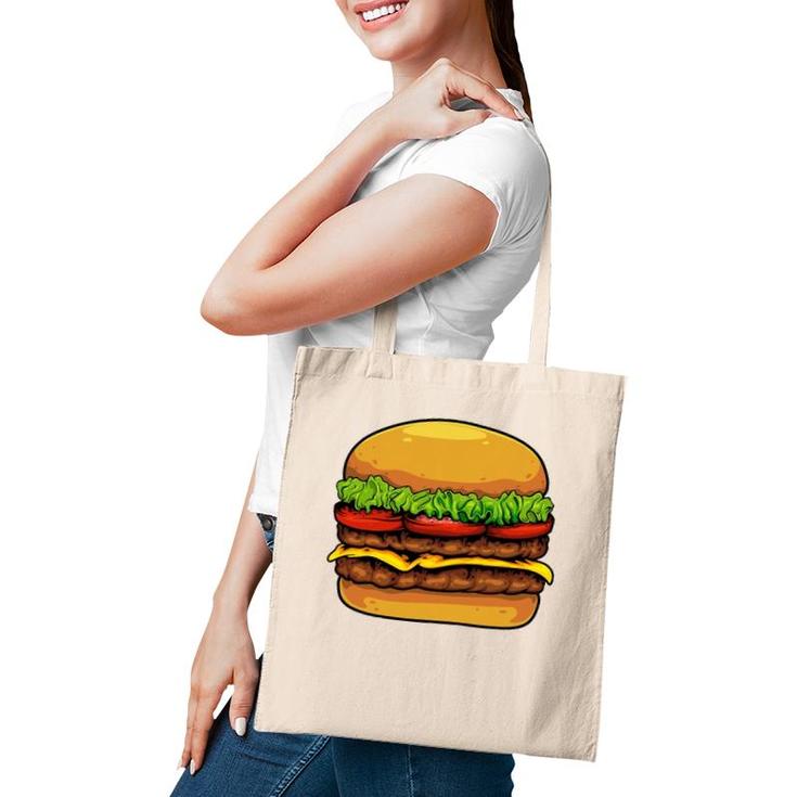 Funny Hamburger Art For Kids Men Women Cheeseburger Lover Tote Bag