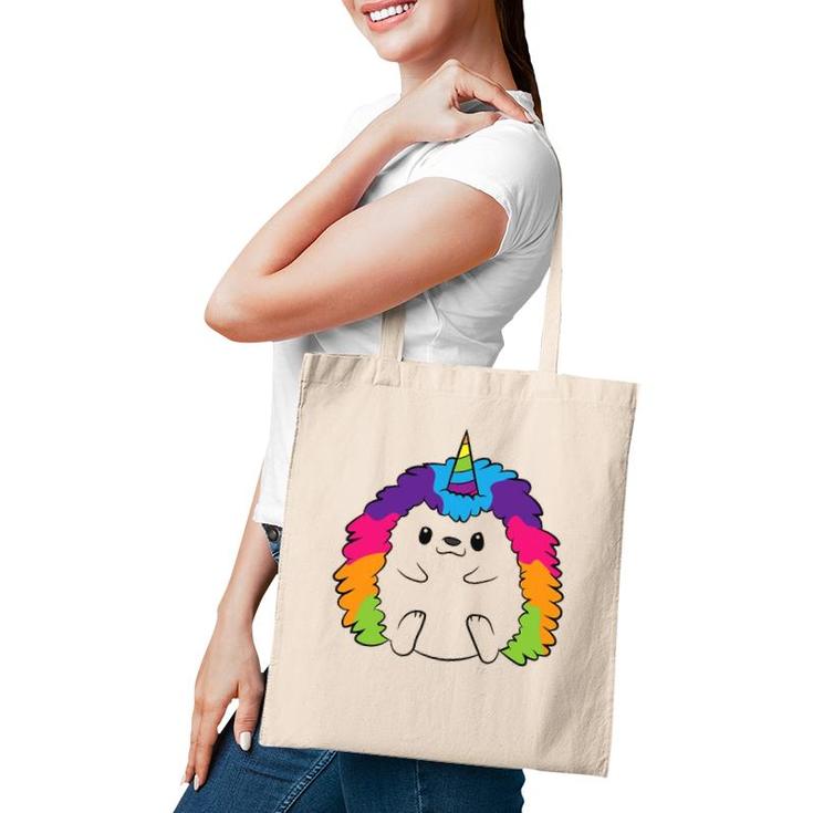 Funny Hedgehog Unicorn Kids Rainbow Hedgehog Tote Bag