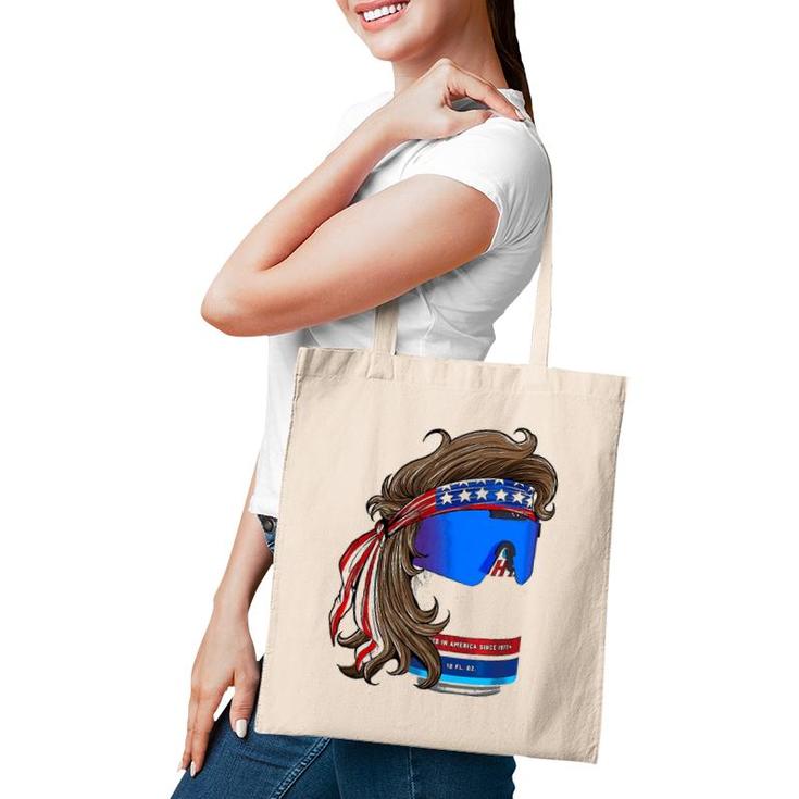 Funny Patriotic Mullet Beer Graphic Tee 4Th Of July Summer Tote Bag