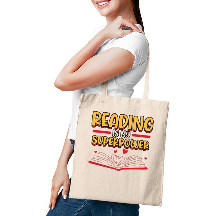 Funny Reading Is My Superpower Librarian School Library Tote Bag