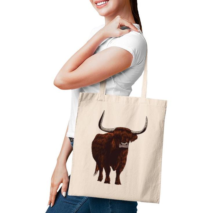 Funny Scottish Highland Cow Design For Men Women Hairy Cow Tote Bag