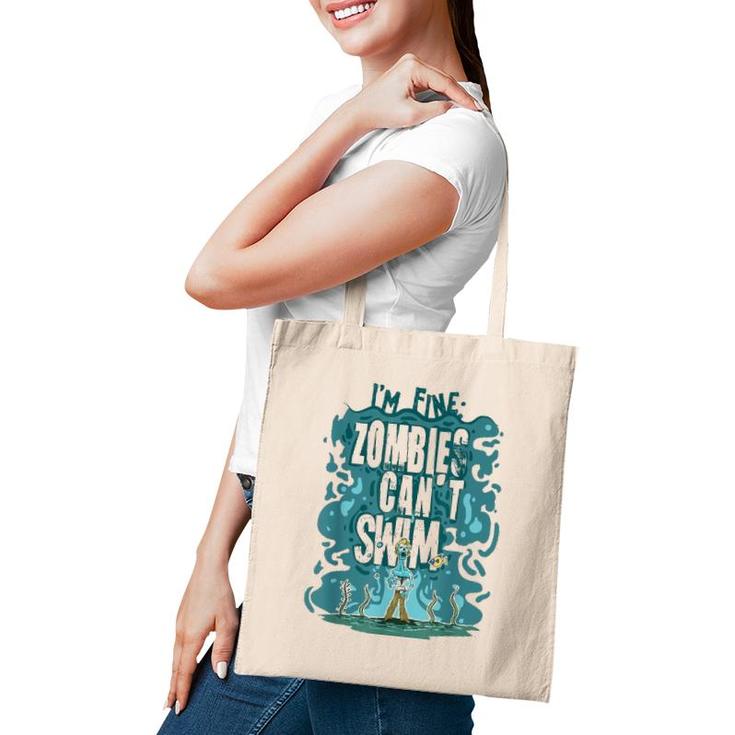 Funny Swimming Quote Gift Zombies Can't Swim For Swimmer Tote Bag