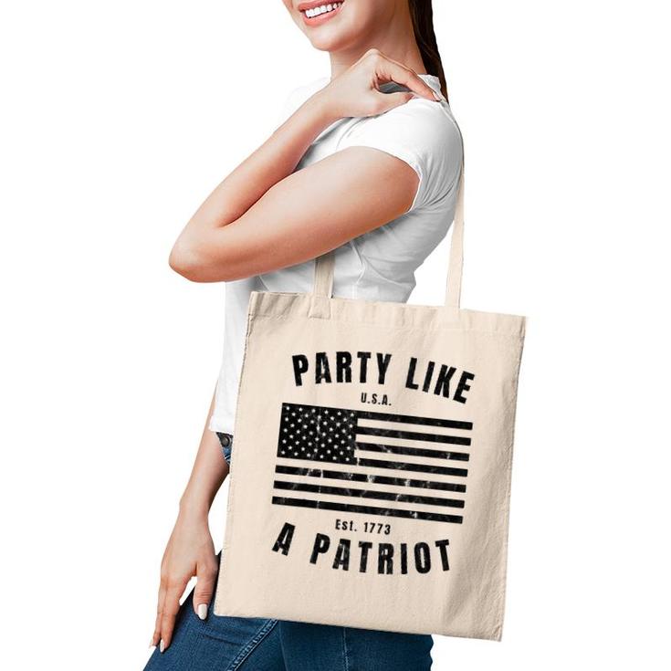 Happy Fourth Of July Party Like A Patriot Fun American Flag Tote Bag