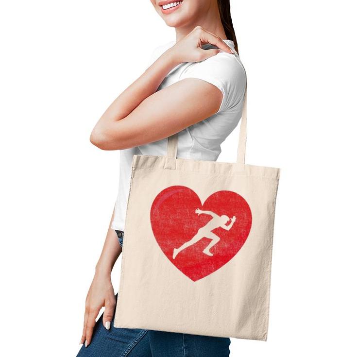 Heart Lover Running Gift Valentines Day For Men Women Tote Bag