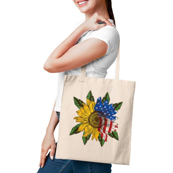 Hippie Hippies Peace Sunflower American Flag Hippy Gift Tote Bag