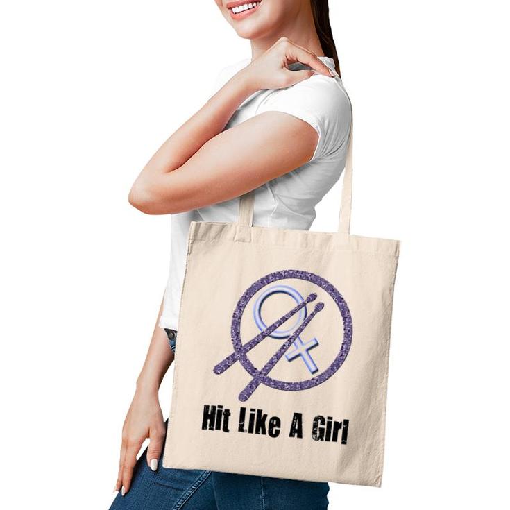 Hit Like A Girl Drummer For Women Girls Tote Bag