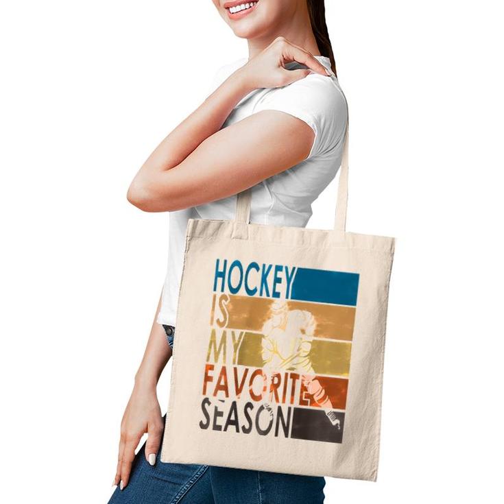 Hockey Is My Favorite Season Gamer Mode Cool Raglan Baseball Tee Tote Bag