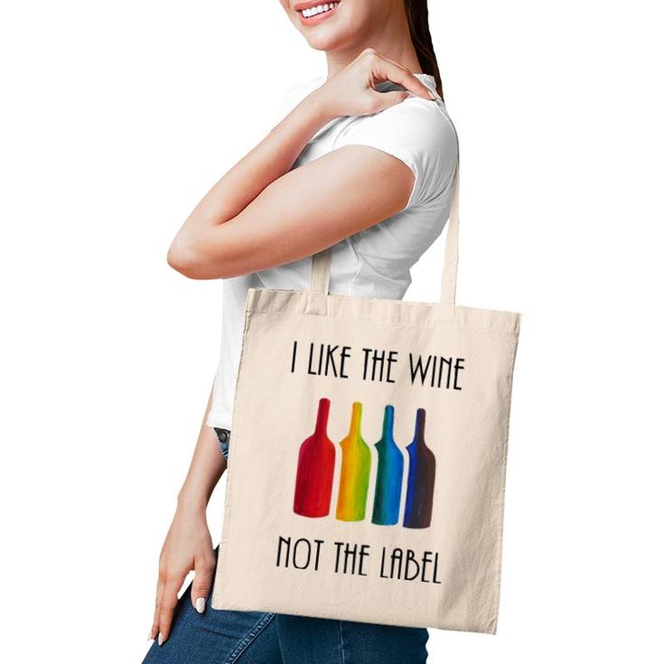 I Like The Wine, Not The Label Lgbt Flag Bottle Tote Bag