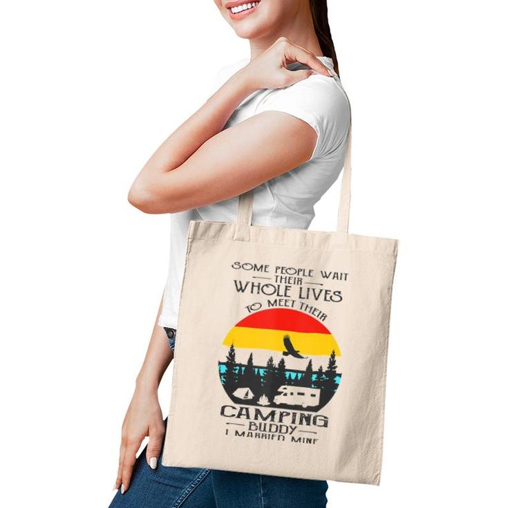 I Married My Camping Rv Buddy Vintage Husband Or Wife Gift Tank Top Tote Bag