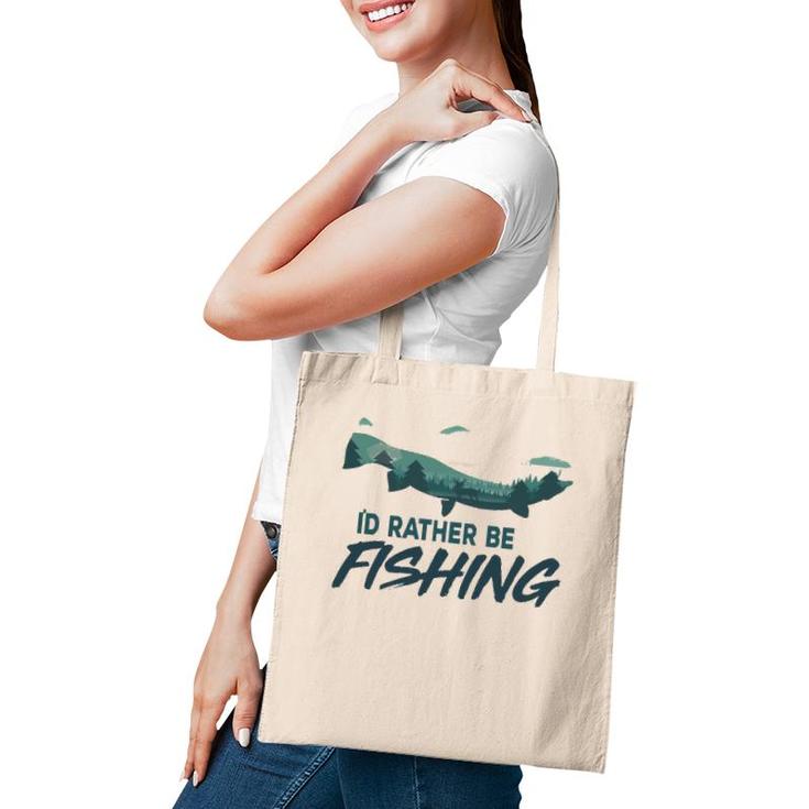 I'd Rather Be Fishing Trout Vintage Outdoor Nature Fisherman Tote Bag