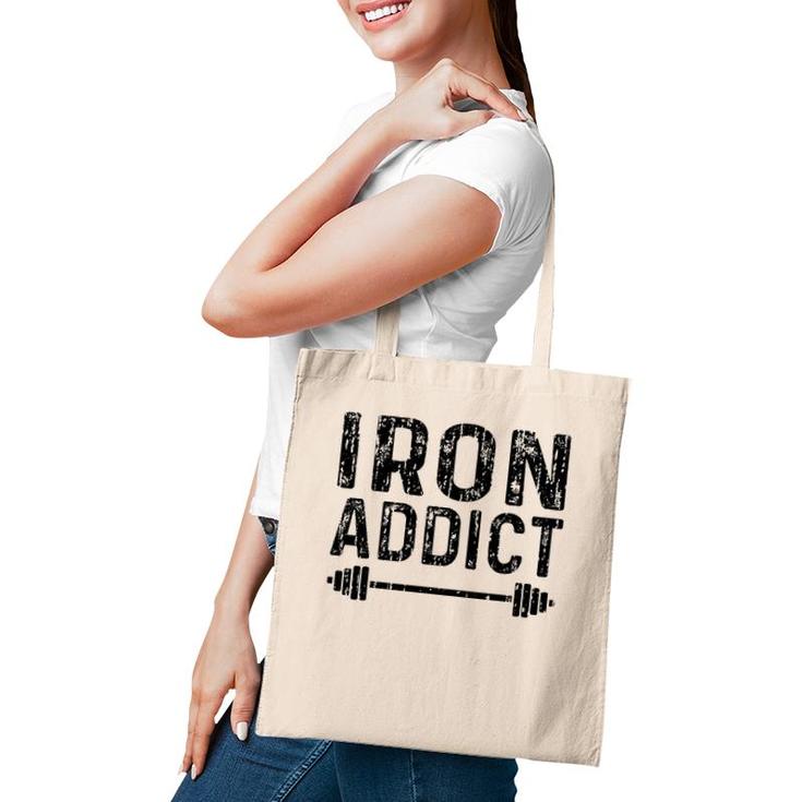 Iron Addict - Gym Vintage Funny Lifting Tote Bag