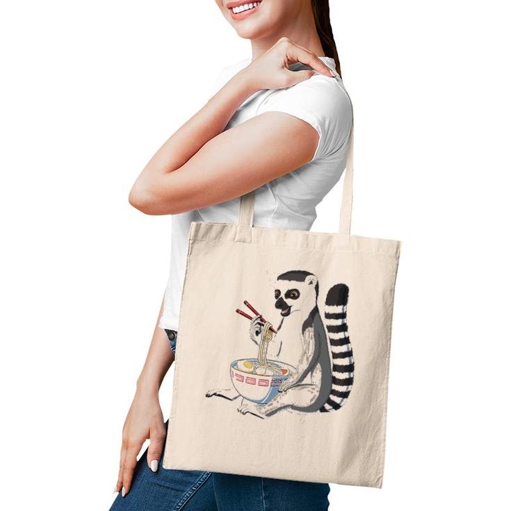 Japanese Noodles Kawaii Ramen Bowl Funny Lemur Tote Bag