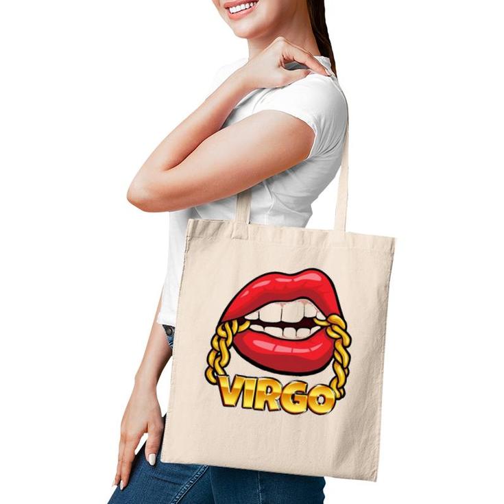 Juicy Lips Gold Chain Virgo Zodiac Sign Tote Bag