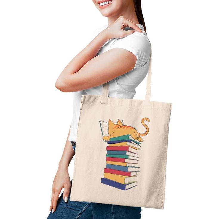 Kawaii Cat Books Gift Womens Tote Bag