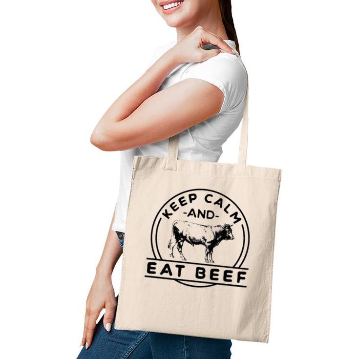 Keep Calm And Eat Beef Funny Farming Cattle Rancher Cow Tote Bag