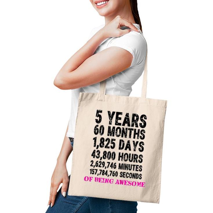 Kids 5 Years Of Being Awesome Tote Bag