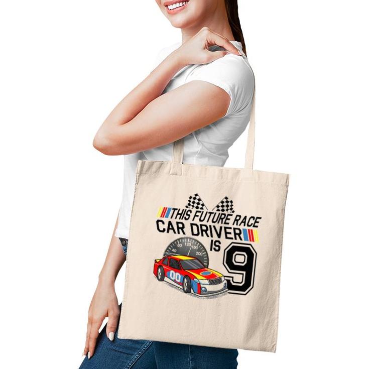 Kids 9 Years Old Race Car Birthday 9Th Stock Car Racing Party Gift Tote Bag