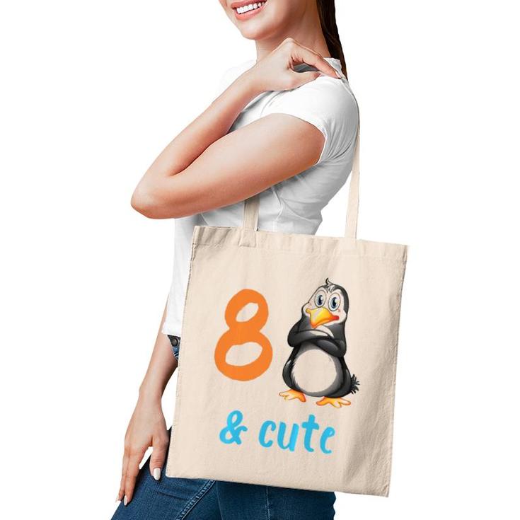 Kids Funny Penguin 8Th Birthday  8 Years Old Bday Party Gift  Tote Bag