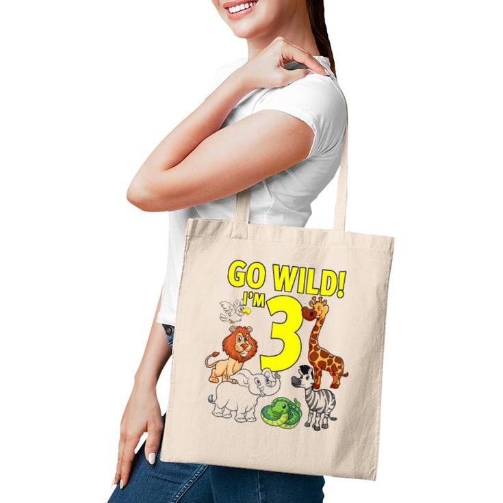 Kids Zoo Themed Birthday  For 3 Years Old Tote Bag