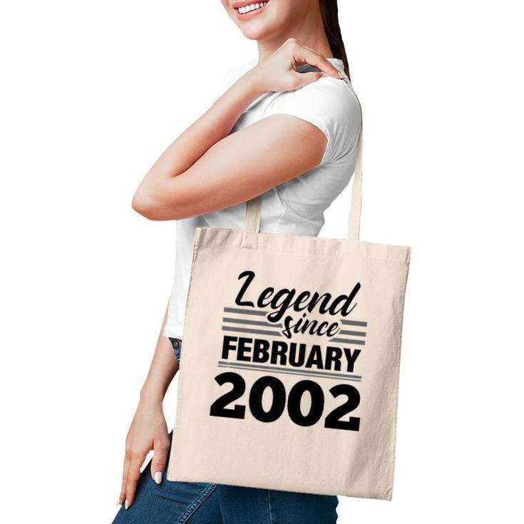 Legend Since February 2002 - 20Th Birthday 20 Years Old  Tote Bag