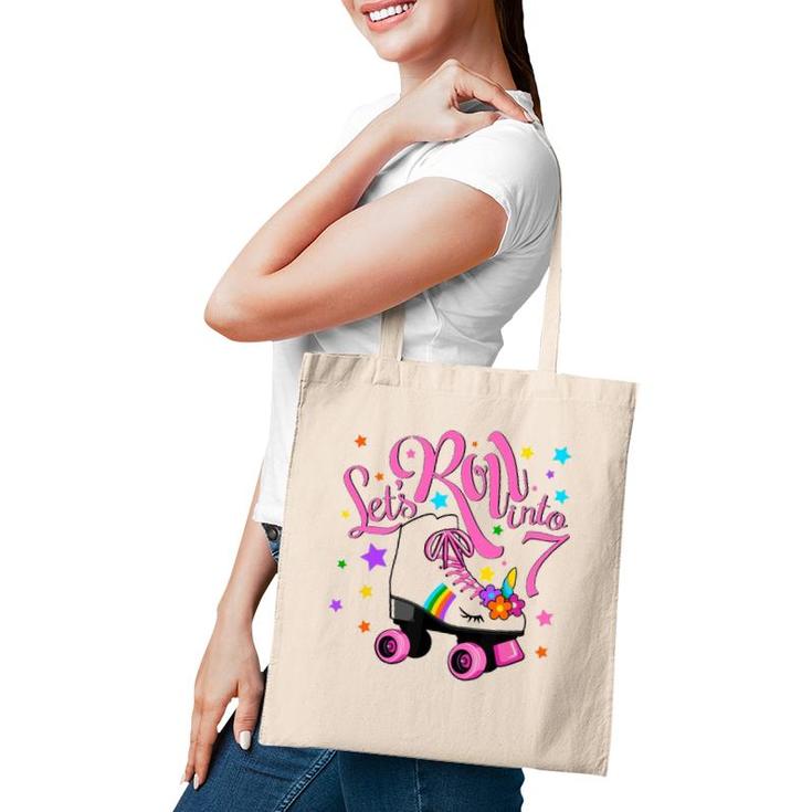 Let's Roll Into 7Th Birthday Unicorn Roller Skate 7 Yrs Old Tote Bag