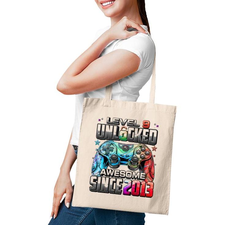 Level 9 Unlocked Awesome Since 2013 9Th Birthday Gaming Tote Bag