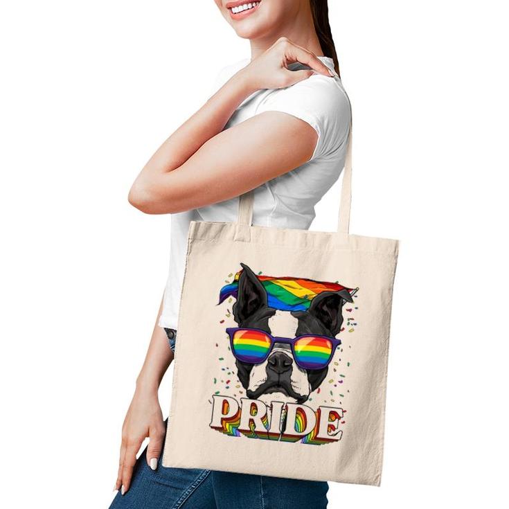 Lgbt Boston Terrier Gay Pride Lgbtq Rainbow Flag Sunglasses Tote Bag