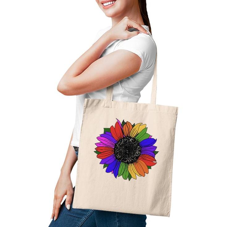 Lgbtq And Ally Rainbow Pride Sunflower Tote Bag