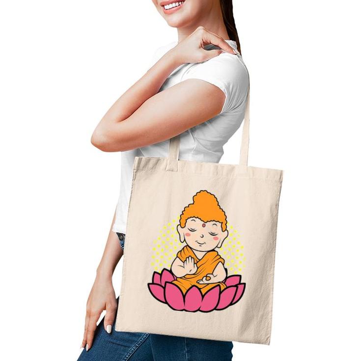 Little Buddha Lotus Flower Be Happy Just Chill Tote Bag