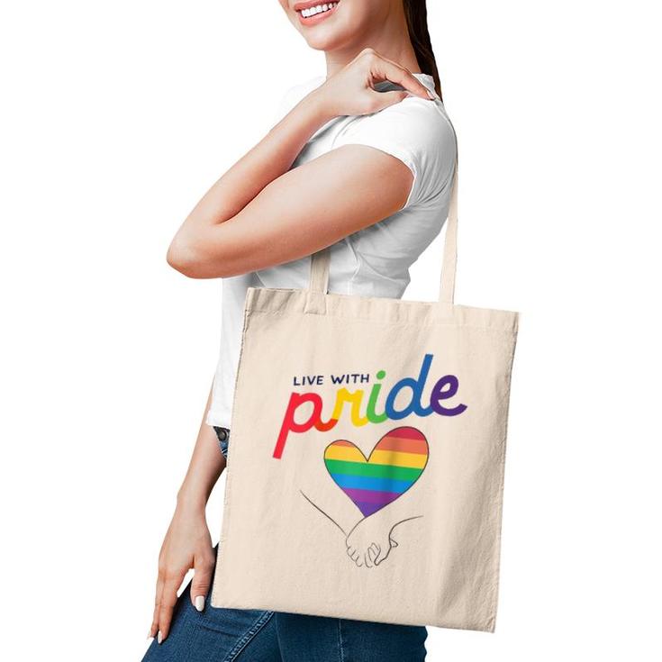 Live With Pride Love Rainbow Lgtbq Raglan Baseball Tee Tote Bag