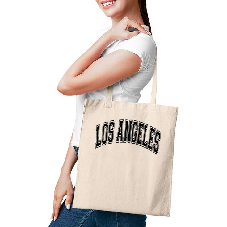 Los Angeles California Varsity Style Text Gray Black Print Pullover Tote Bag