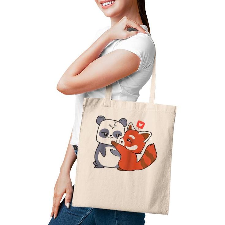 Love Giant Panda Bamboo Bear Cartoon Couple Heart Kids Gifts  Tote Bag